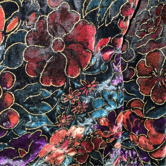 Vintage Steppin' Out Velvet‎ Floral Dress Party Cocktail Black Multicolor Size 7 - Picture 4 of 11